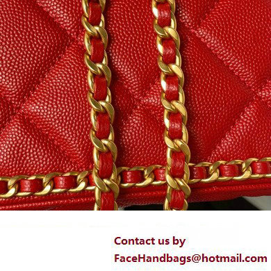 Chanel Grained Calfskin  &  Gold-Tone Metal Chain Flap Bag AS4489 Red 2023